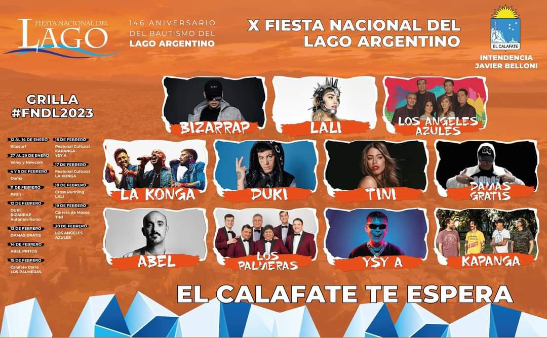 Conocé la grilla completa de la Fiesta del Lago 2023