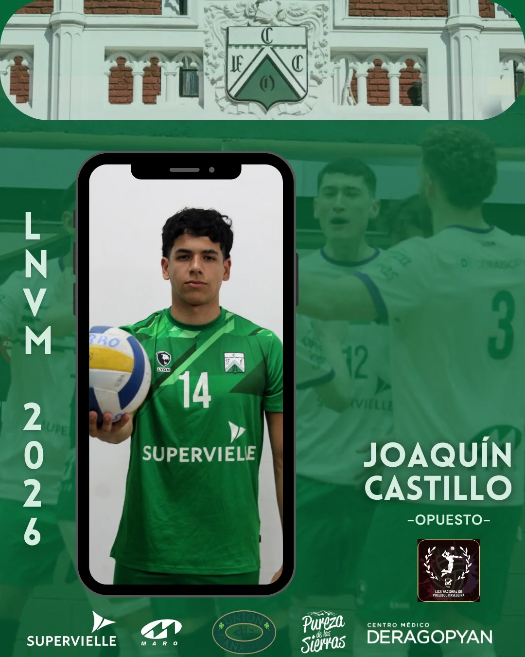 #LNVM - Plantel 2026 🏐 ¡Joaquín Castillo continúa una temporada más!El opuesto juvenil de dest
