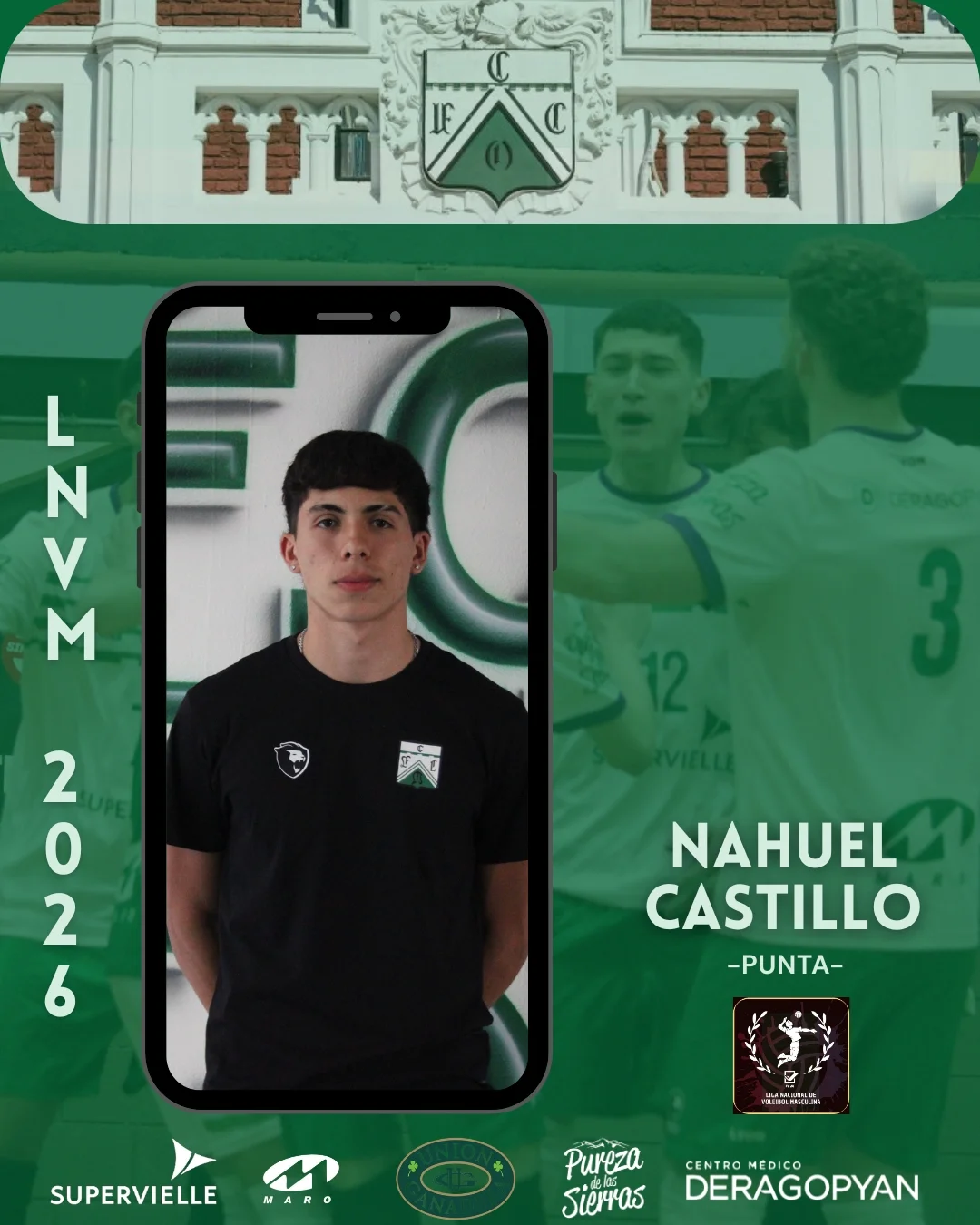 #LNVM - Plantel 2026 - ¡Primera Liga junto a nosotros para Nahuel Castillo 🙌!El punta juvenil